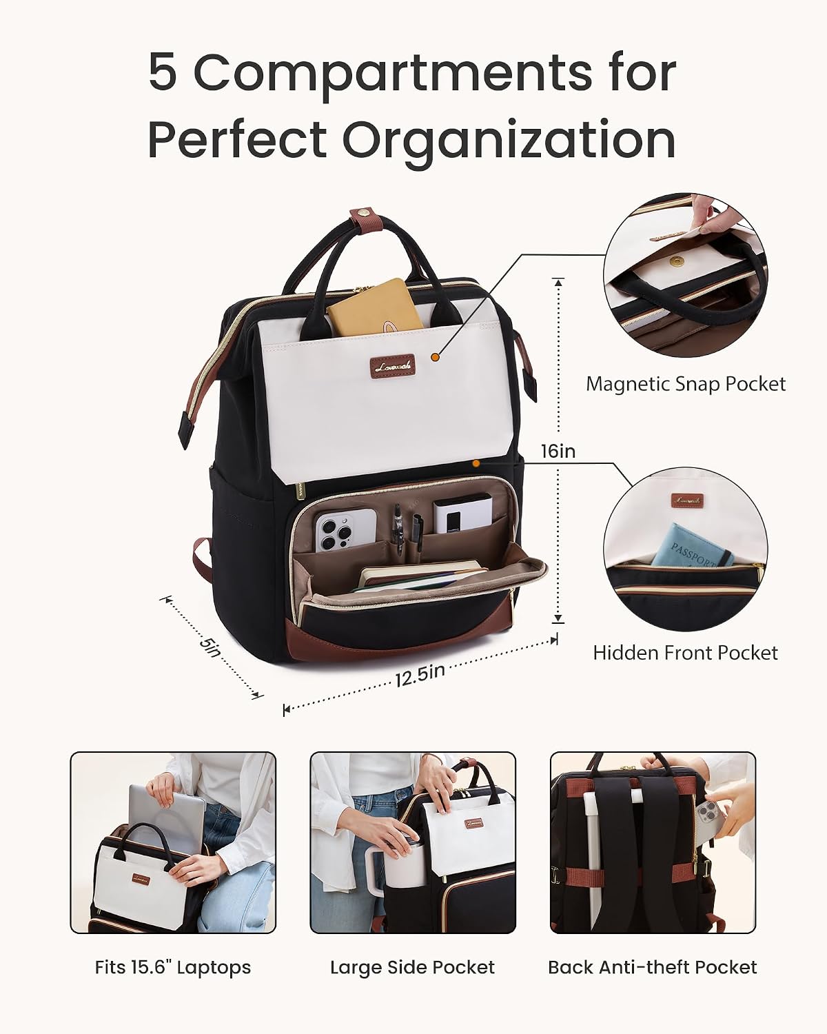 Detalle 2 de Lovevook Backpack 15.6 inch Laptop Bag