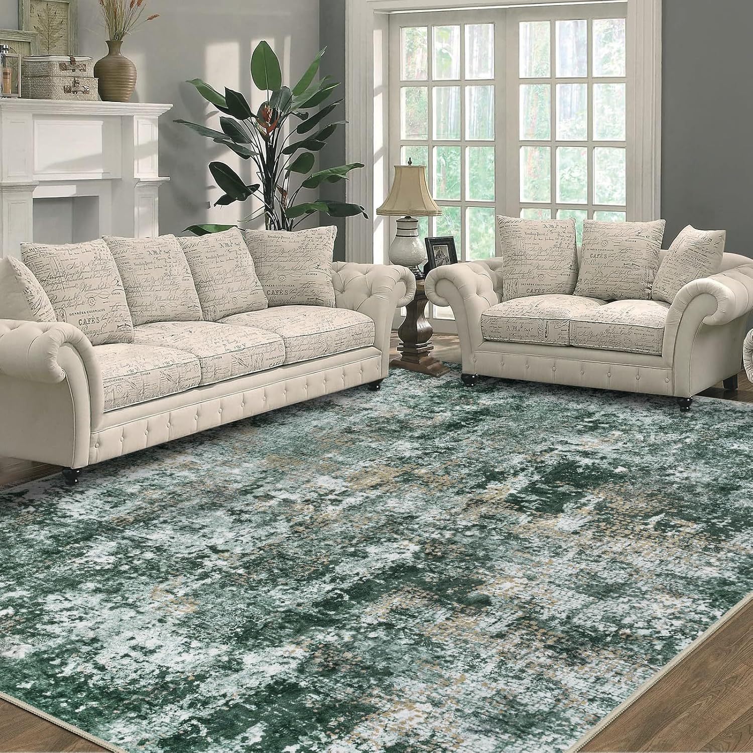 Detalle de Capslpad Green Abstract Area Rug 160x230cm