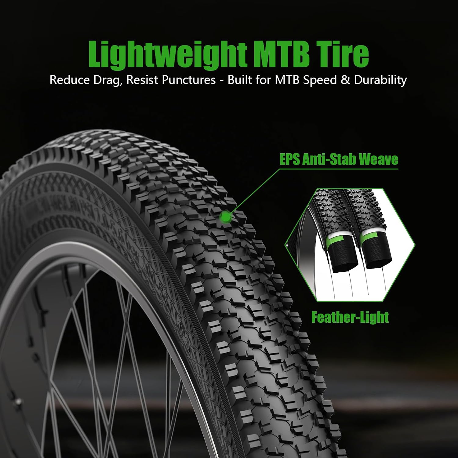 Thumbnail 2 de Kulifoo 26 x 1.95 Mountain Bike Tires, 2-Pack with Tubes and Levers