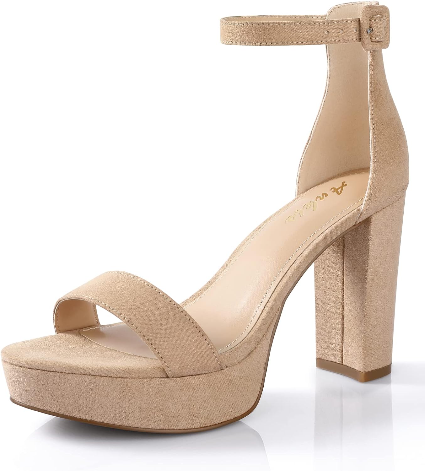 Detalle de Ankis Chunky Platform Heels – 4 Inch Block Heels for Women