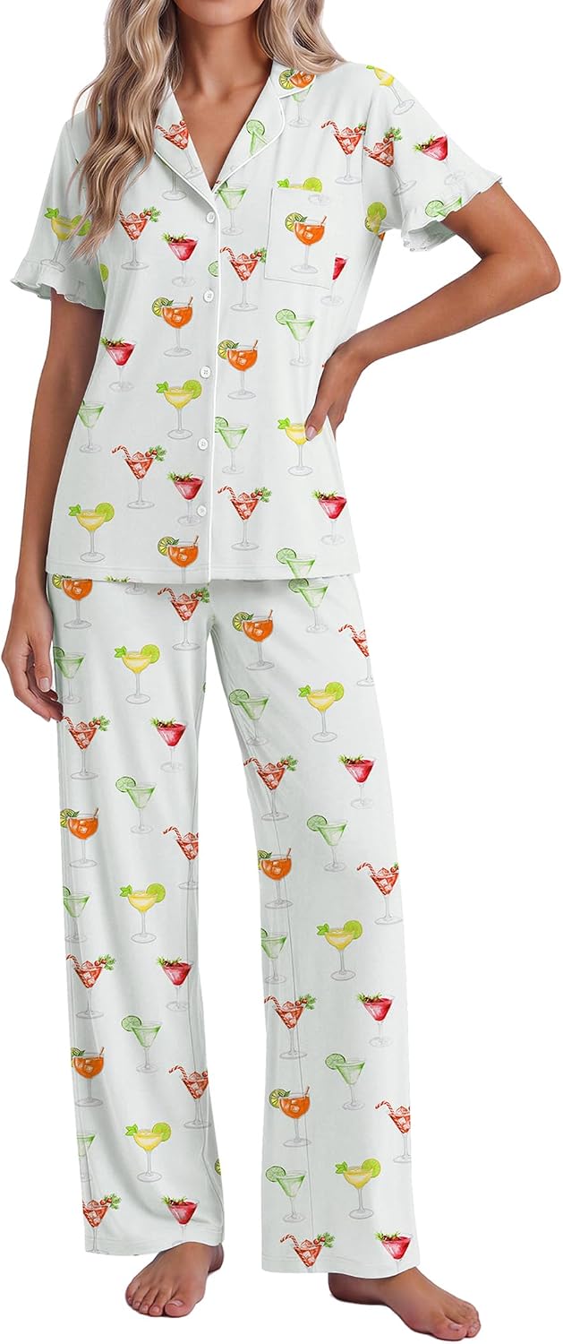 Detalle de Ekouaer Women's Pajama Set, Polyester-Spandex Blend