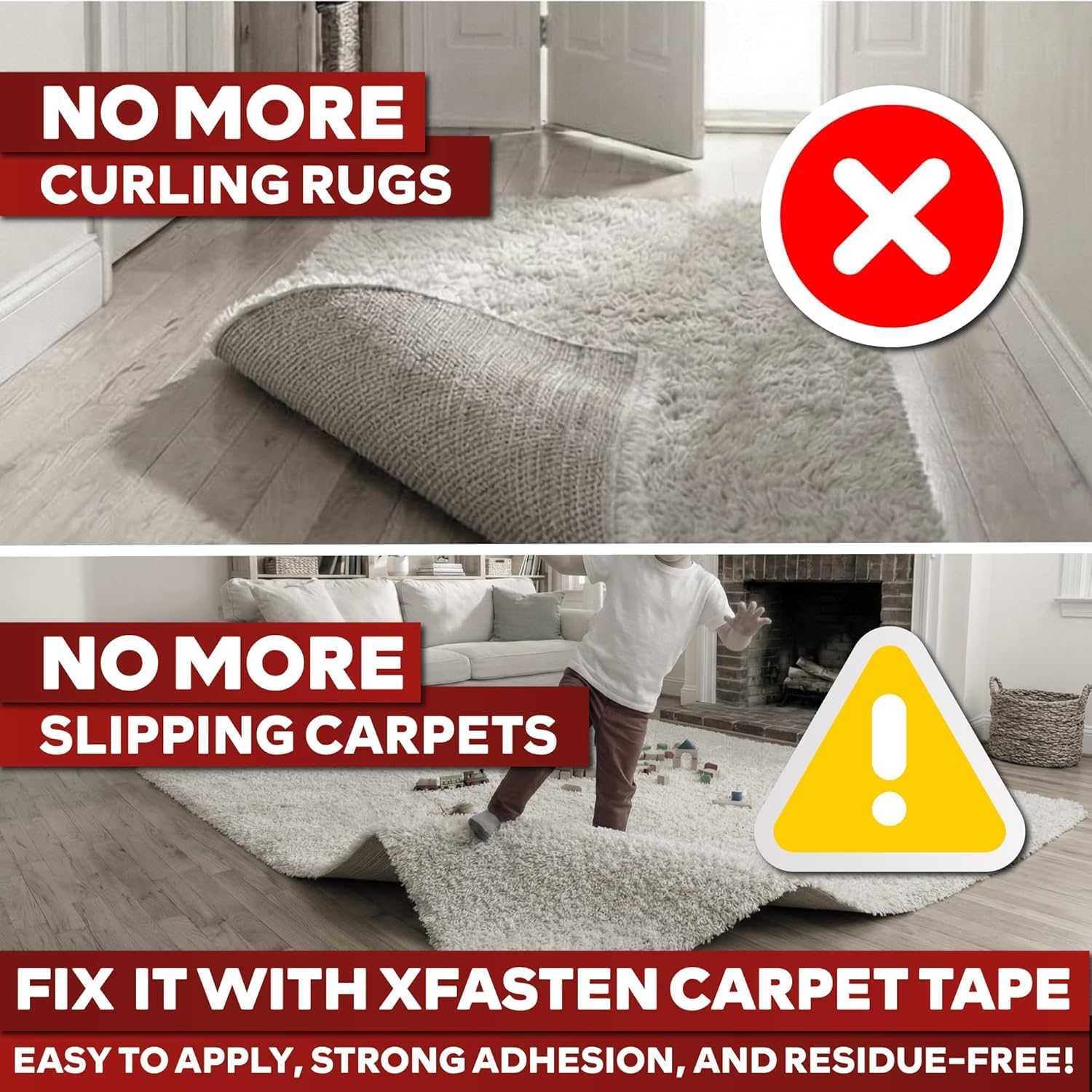 Thumbnail 1 de XFasten Double-Sided Carpet Tape, 2 Inch x 90 Ft for Rugs