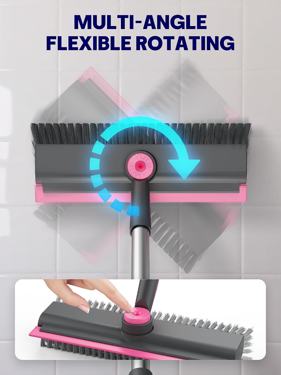 Detalle de HelpX FCB-PG1 3-in-1 Floor Scrub Brush with Adjustable Handle and Squeegee