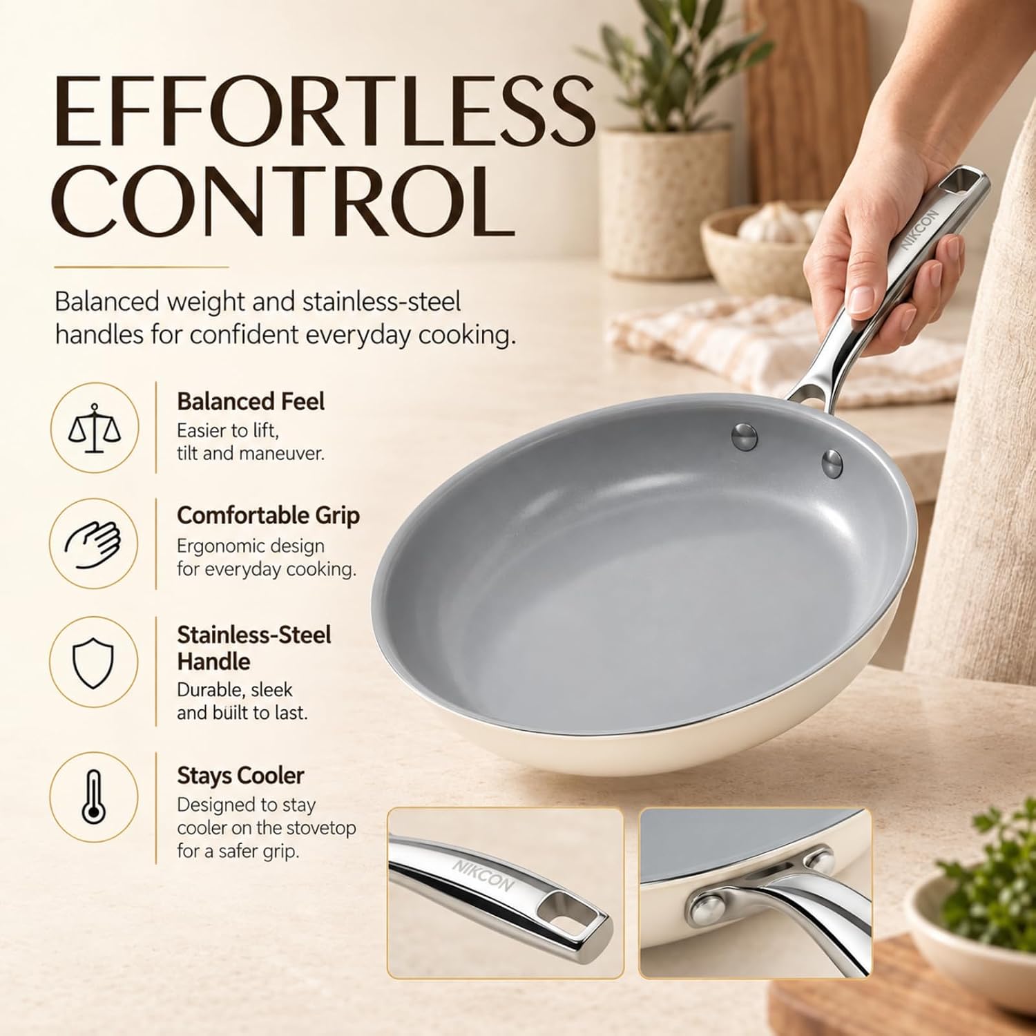 Thumbnail 5 de Kikcoin Ceramic Frying Pan Set 3-Piece