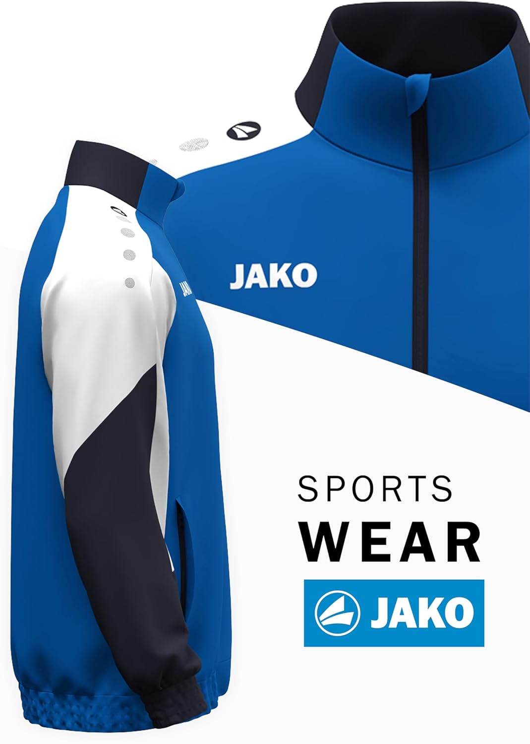Thumbnail 2 de JAKO Dynamic Web Jacke Herren – elastisches Microsarga-Gewebe mit Keep Dry und Reißverschluss-Taschen