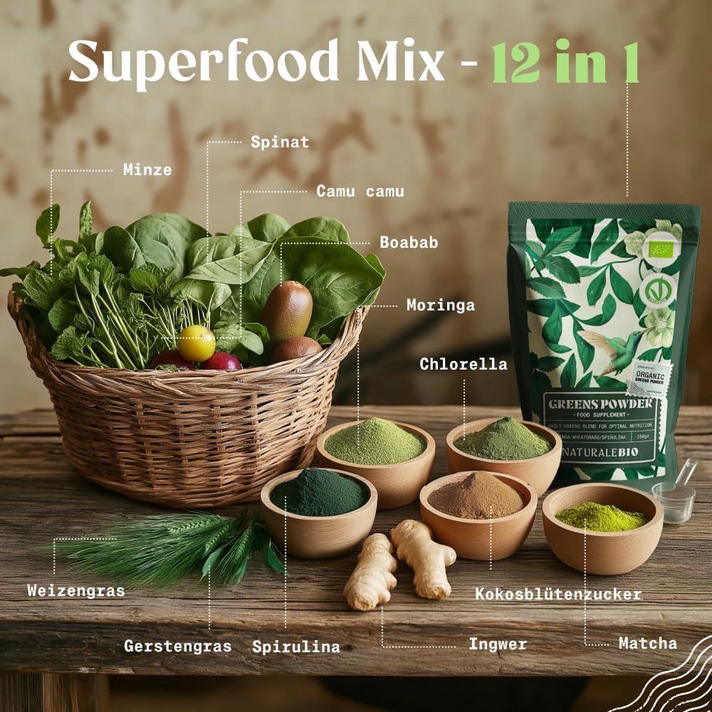 Detalle 2 de NaturaleBio Grünes Entgiftungspulver 150 g