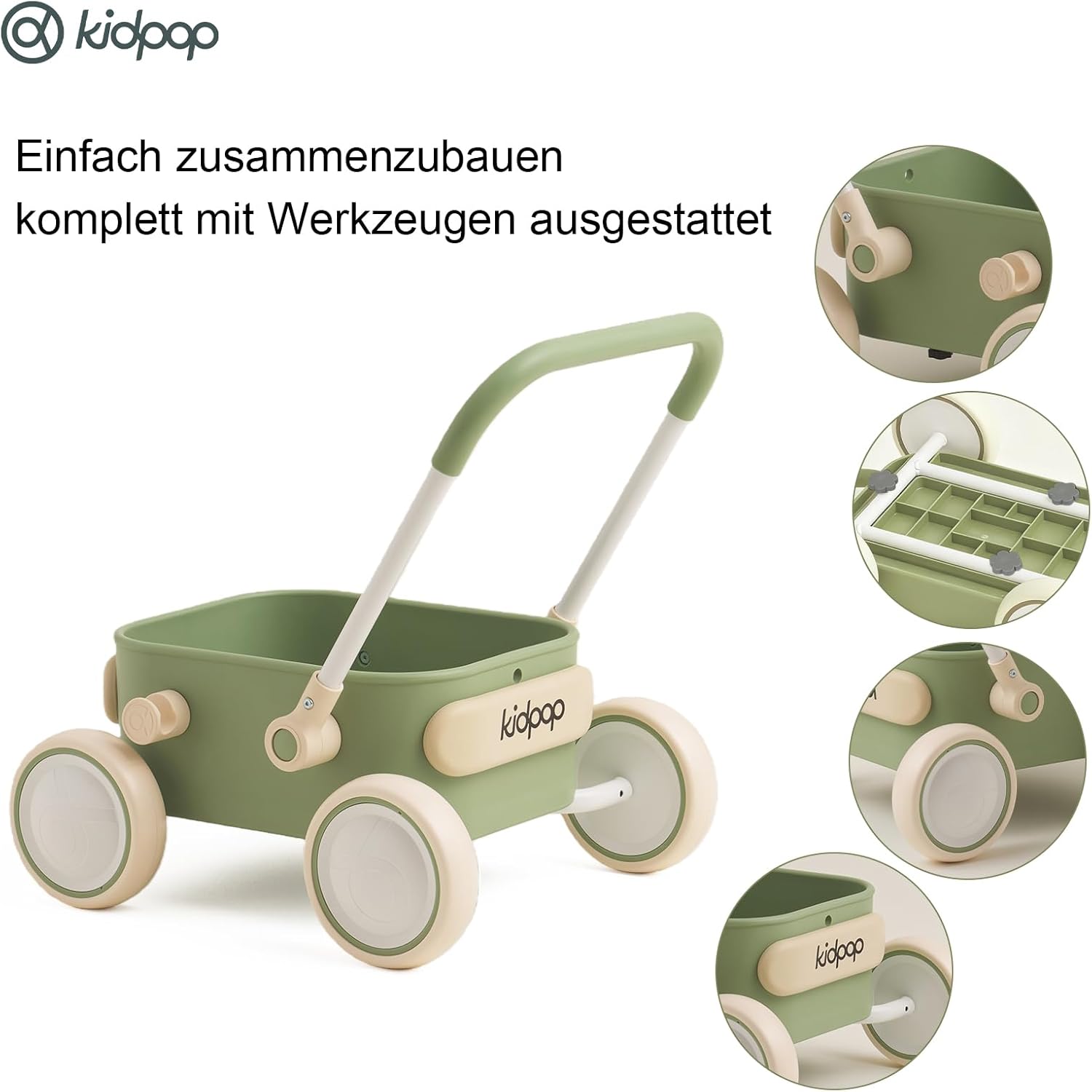Detalle de Kidpop PULA 2-in-1 Baby Lauflernwagen für Indoor & Outdoor (grün)