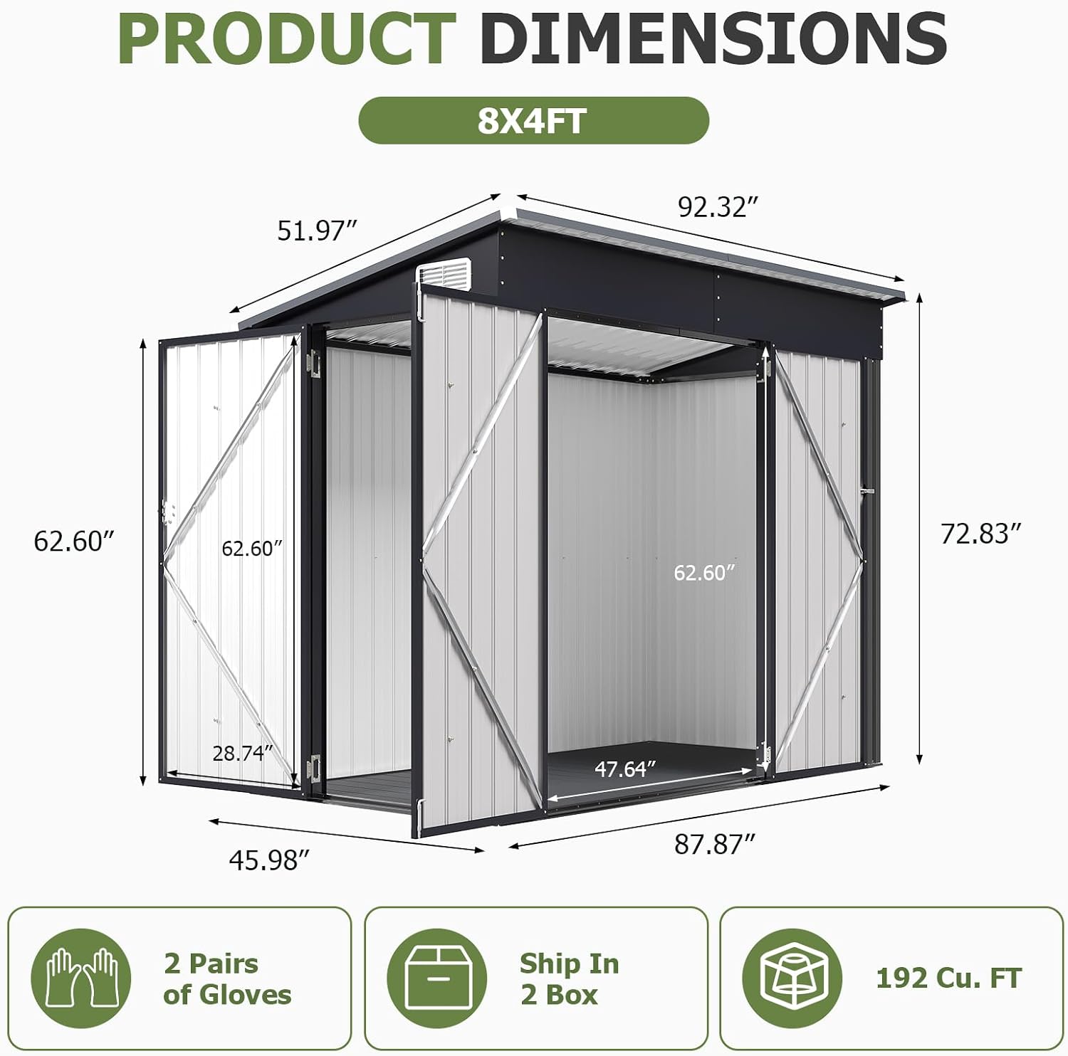 Detalle de Aoxun Metal Storage Shed 7.5'x4