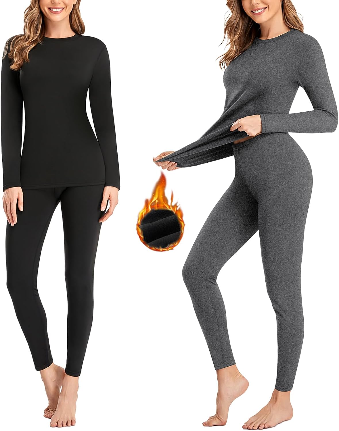 Detalle de SIMIYA Women's Thermal Underwear Set, Fleece-Lined