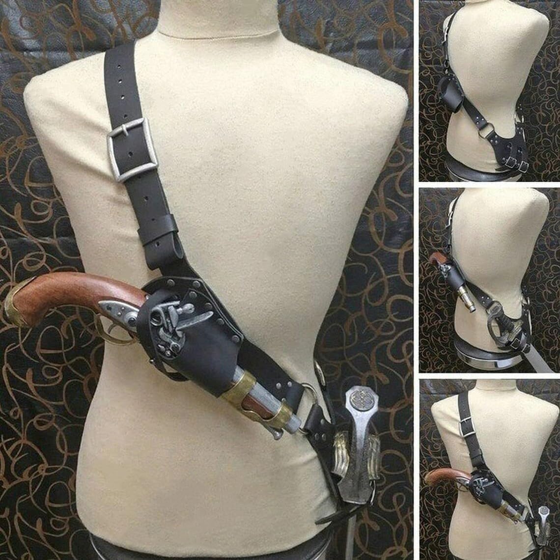 Thumbnail 3 de Medieval Leather Belt Sword Frog Holster – Adjustable Shoulder Strap & Blade Sheath