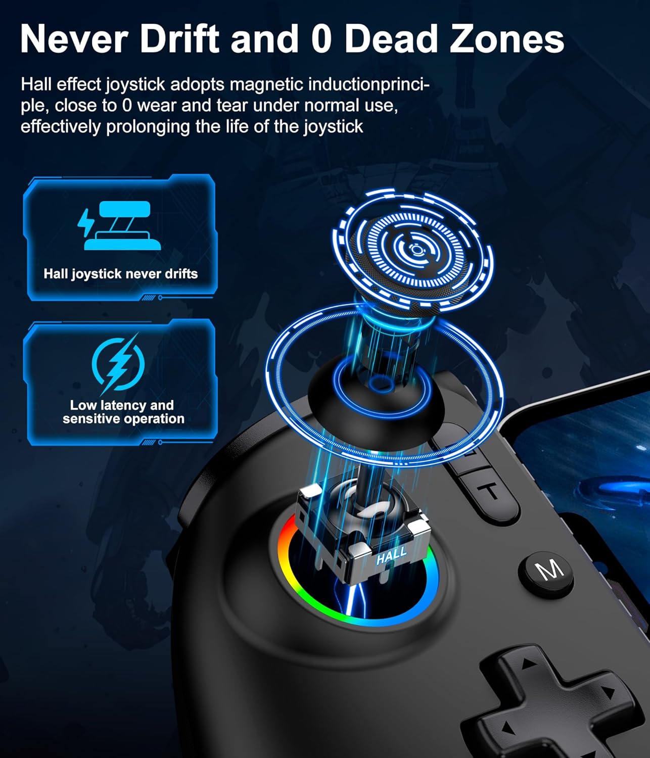 Thumbnail 1 de Universal Wireless Mobile Gaming Controller with Hall Joysticks