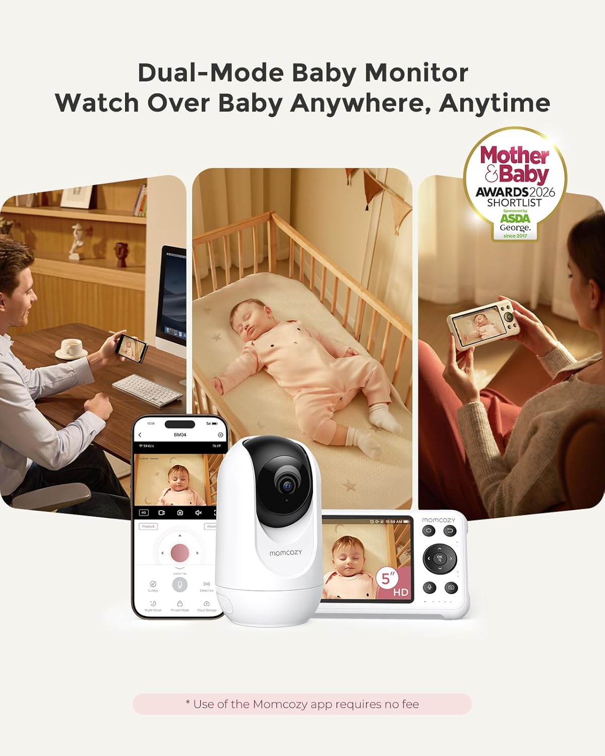 Detalle 2 de momcozy BM04 5" 1080P Baby Monitor