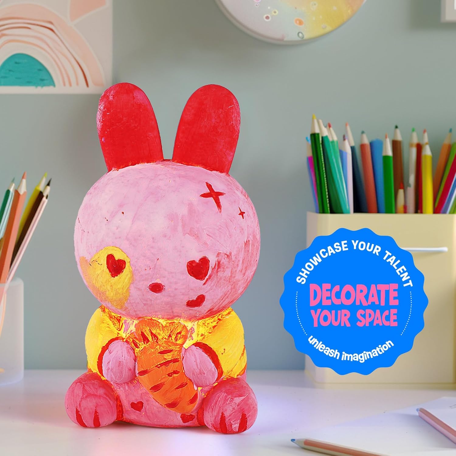 Detalle de Kit de Peinture Lampe de Lapin Veilleuse 3D – Cadeau Créatif pour Enfants 6–14 ans