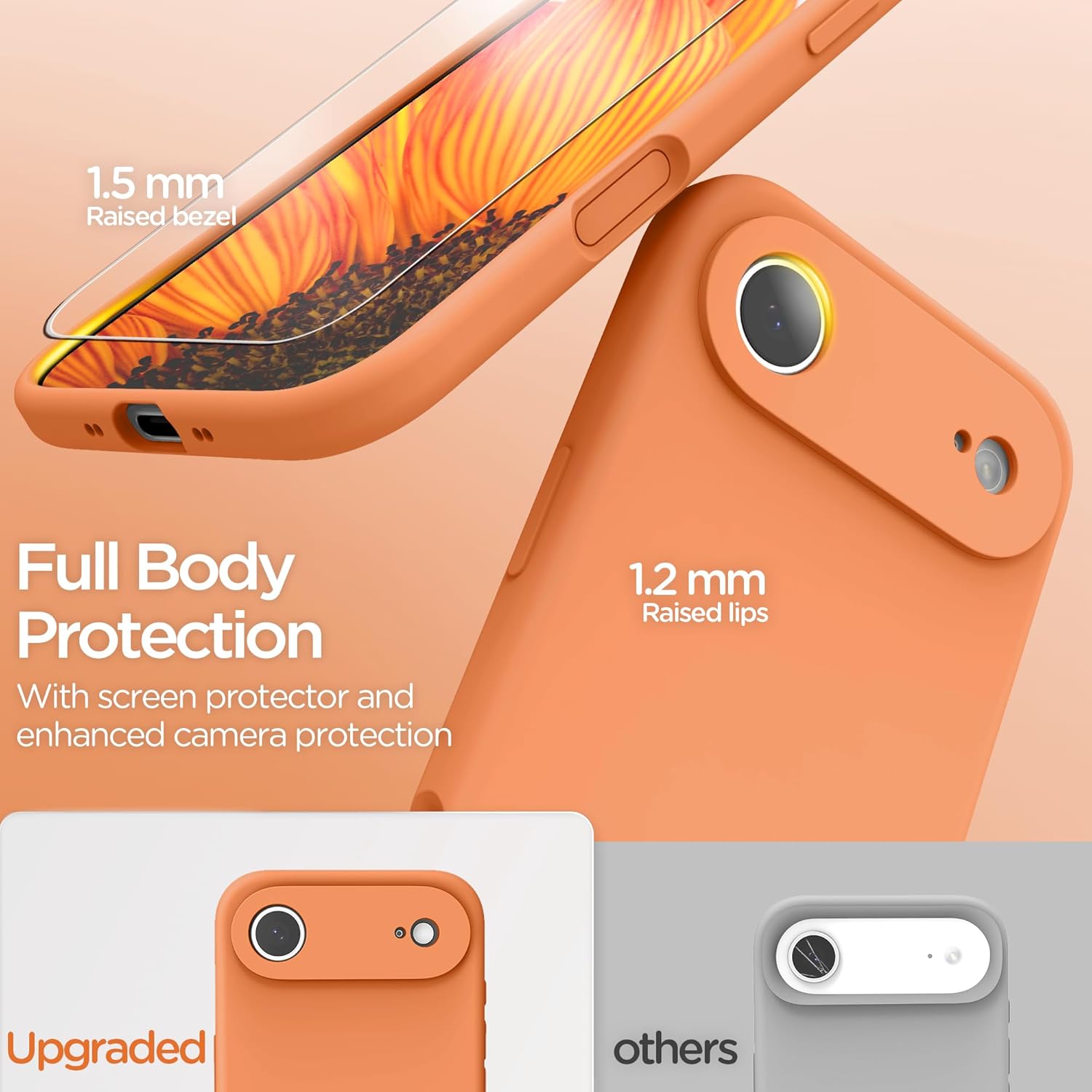 Thumbnail 2 de INGIDO for iPhone Air Case – Liquid Silicone Cover with Camera Protection (Orange)
