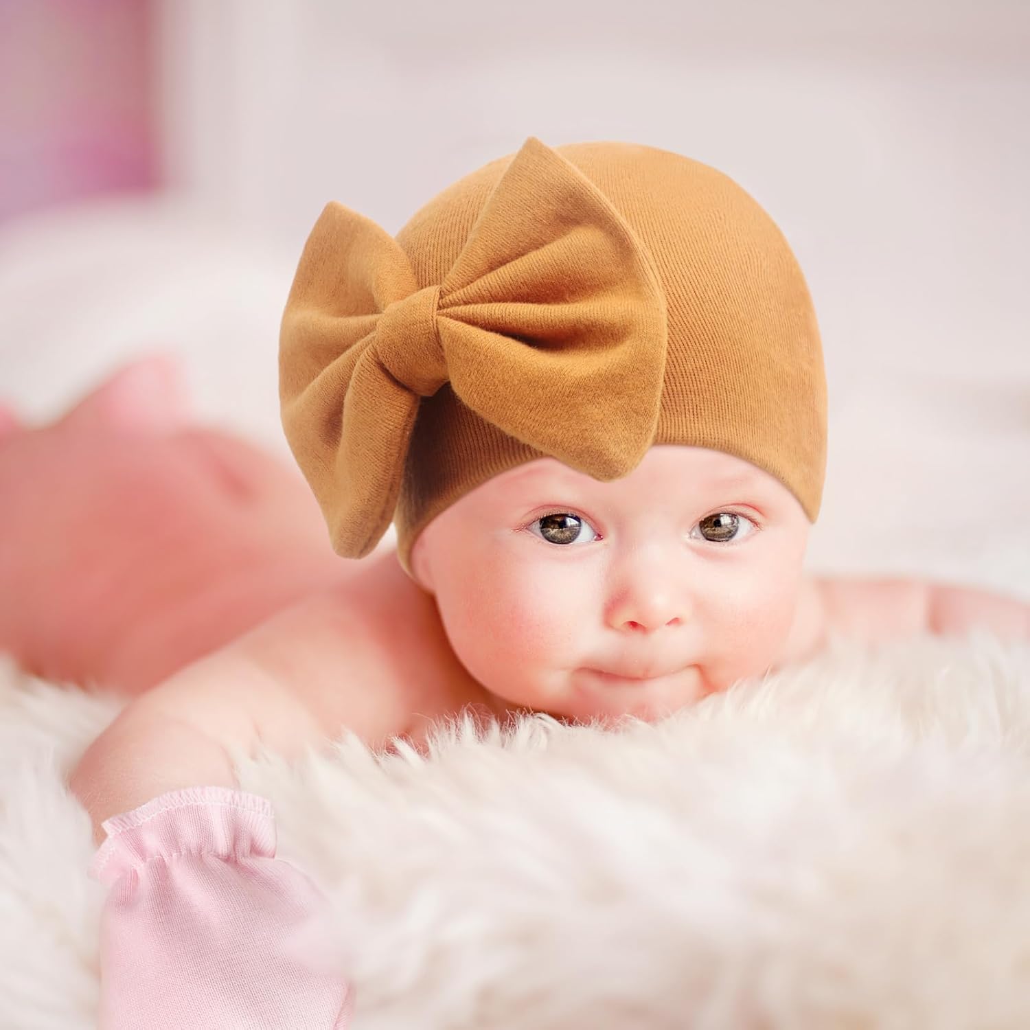 Thumbnail 3 de DRESHOW Newborn Baby Hats Mittens Set: Soft Cotton Beanies with Scratch-Free Mittens for 0–6 Months