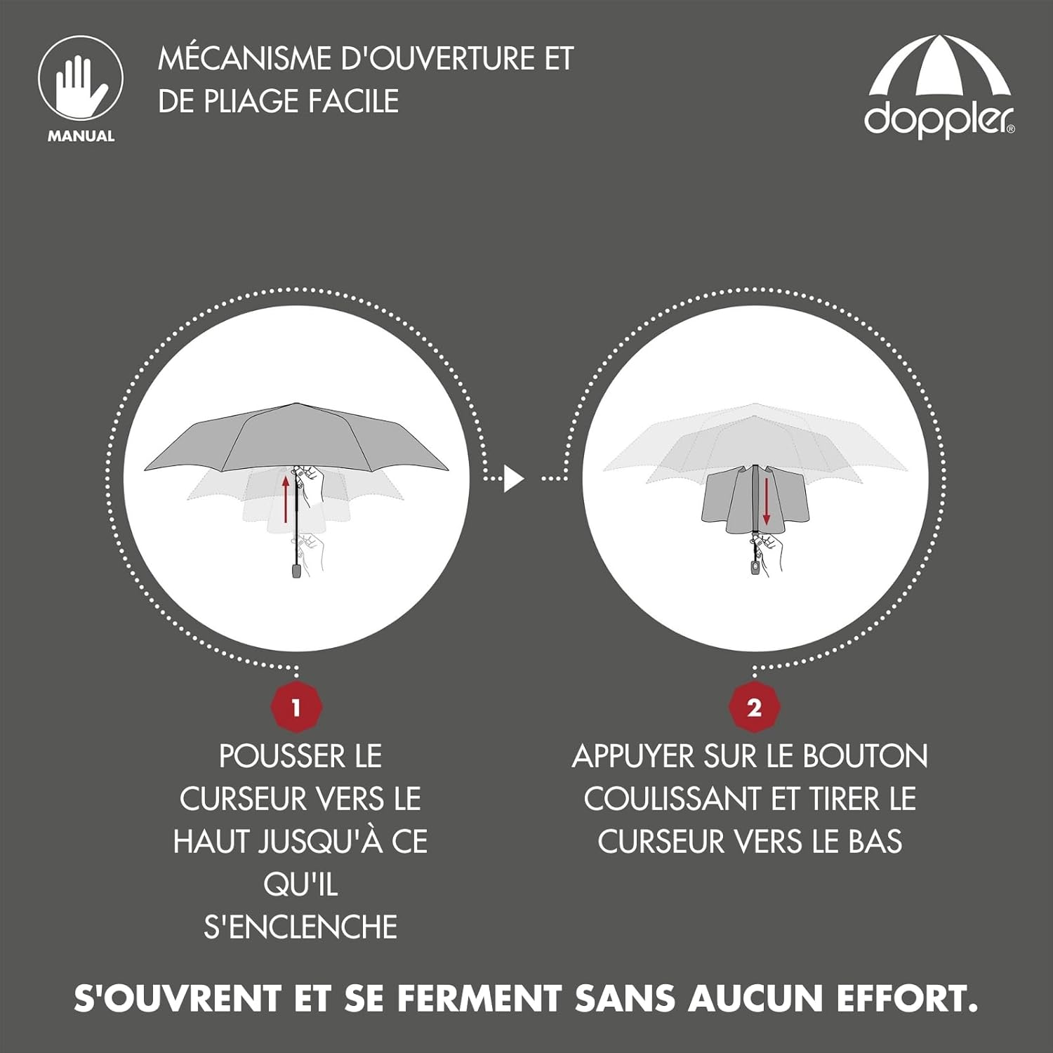 Thumbnail 2 de Doppler Parapluie Zero Large Noir – parapluie de poche ultra léger, ouverture manuelle