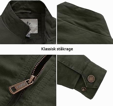 Detalle 2 de WenVen Harringtonjacka för herrar i lätt bomull, vindtät sommarjacka