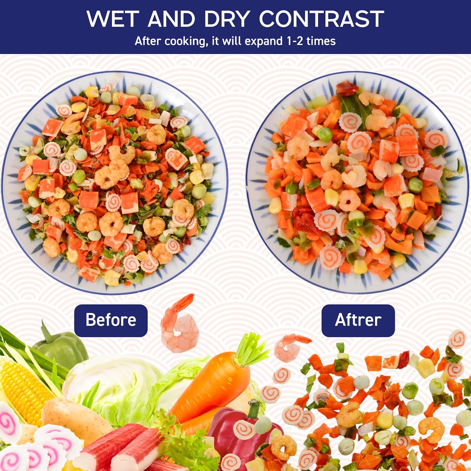 Detalle de Egcina Dehydrated Ramen Topping Mix, 10.58 oz Seafood and Vegetables
