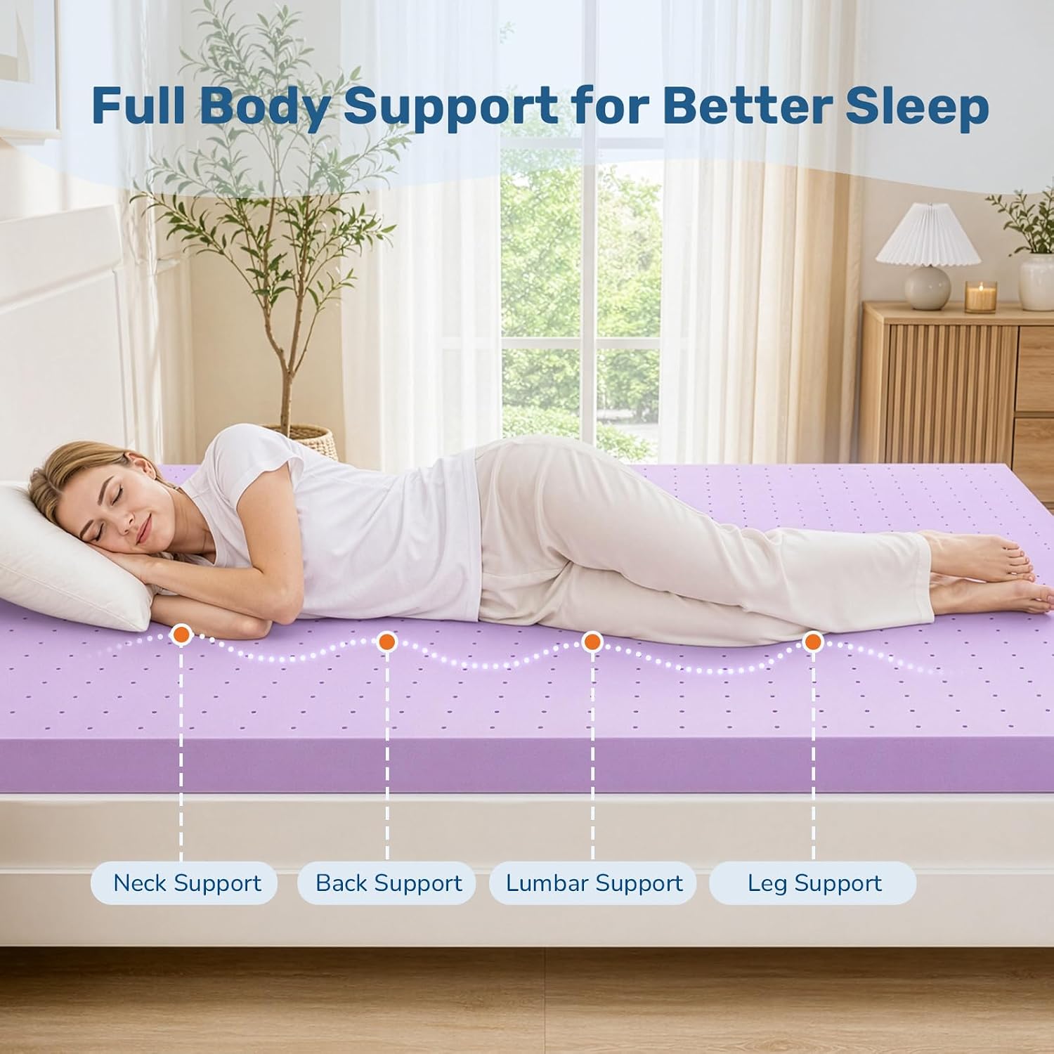 Detalle 2 de Sweetcrispy Memory Foam Mattress Topper 1.5-Inch