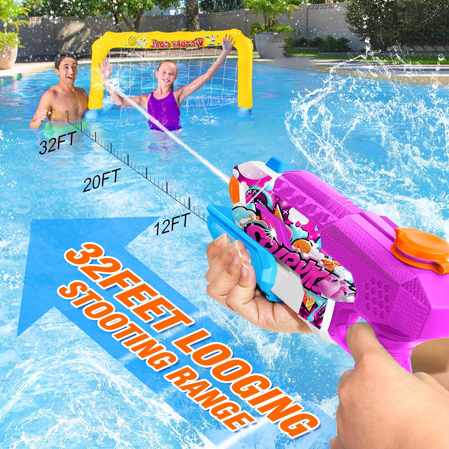 Detalle de Water Gun for Adults & Kids: 600CC 4-Pack Squirt Blasters