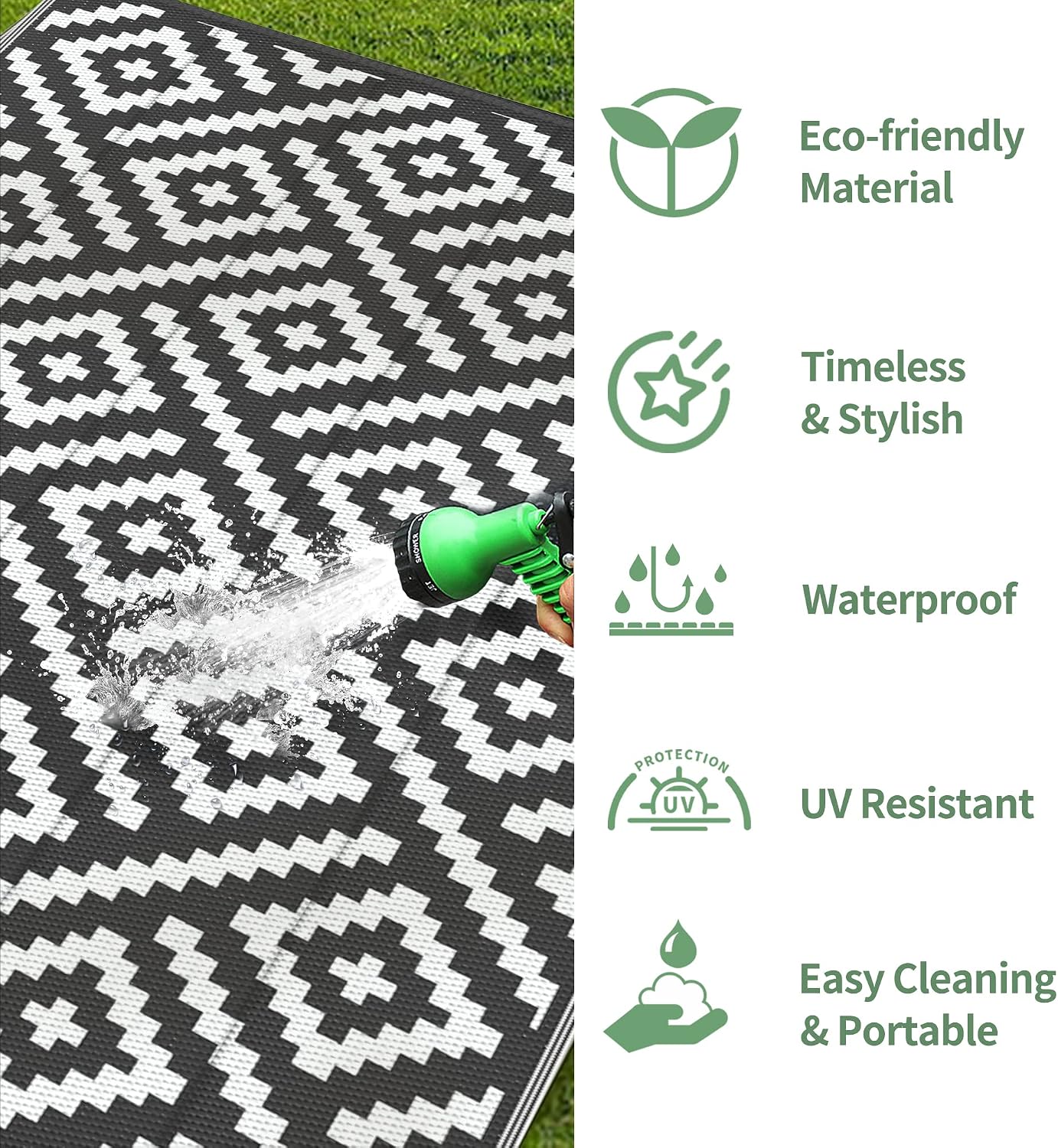 Thumbnail 4 de GENIMO Plastic Straw Rug Outdoor Area Rug, 9' x 12', Reversible