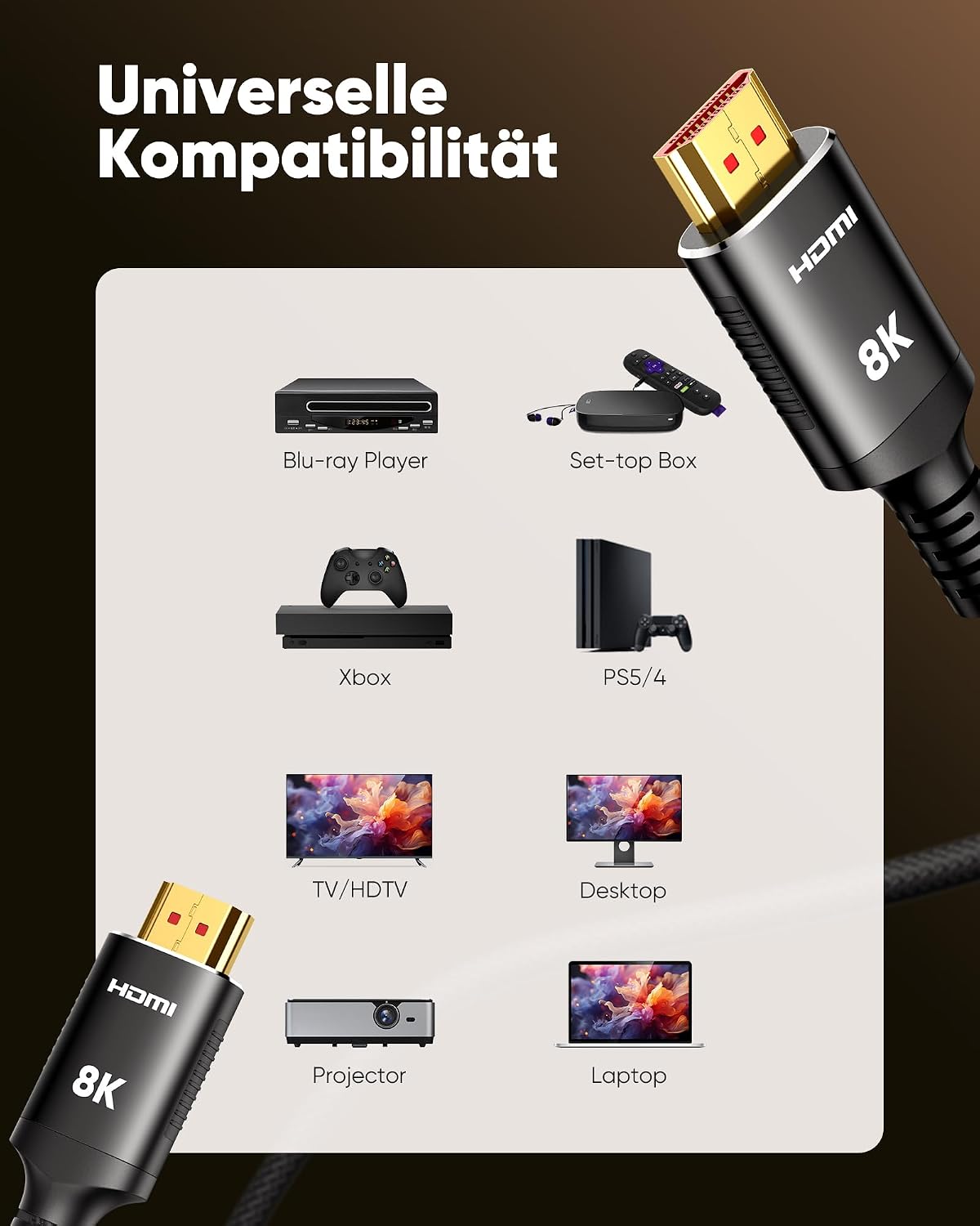 Thumbnail 6 de SNOWKIDS HDMI 2.1 Kabel 3m 2er Set