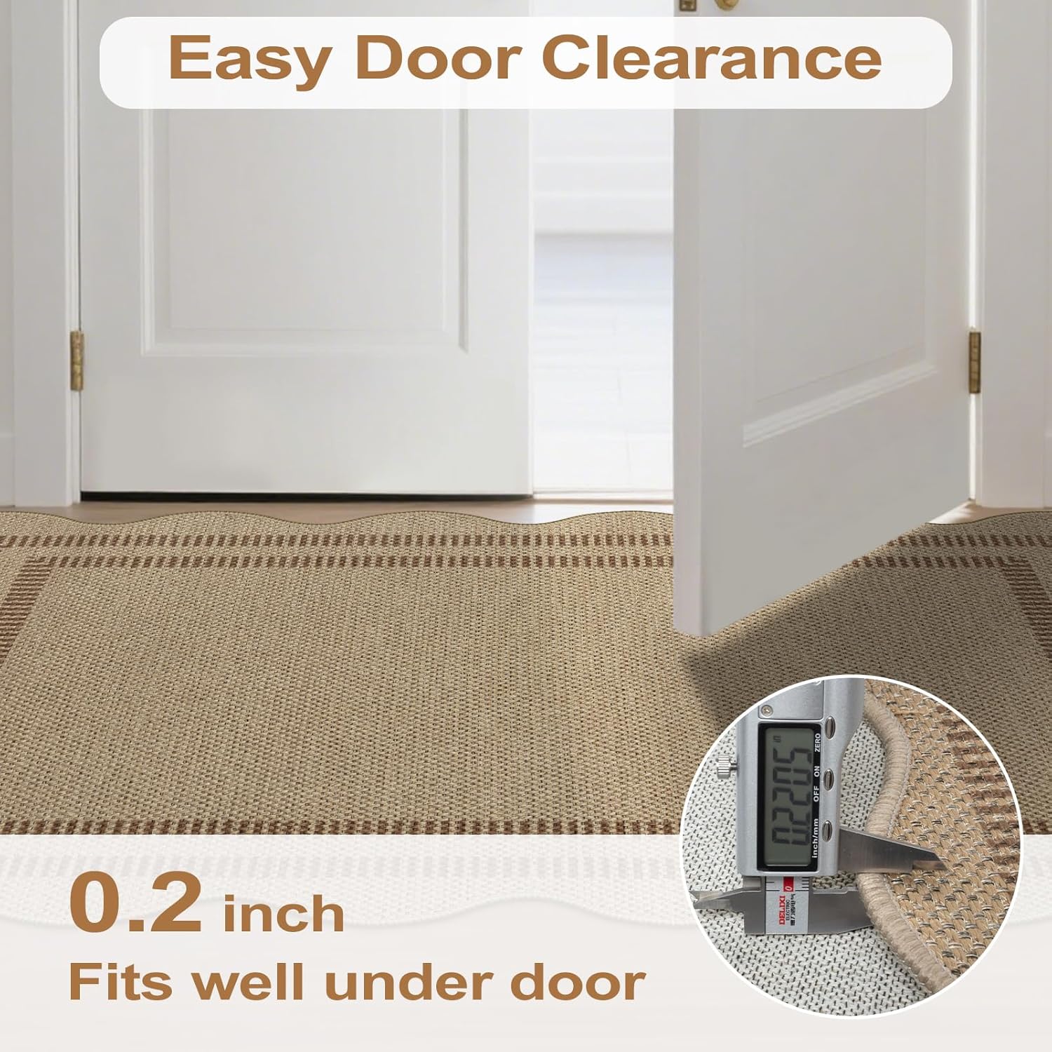 Detalle de LORWER Easy Jute Outdoor Mats for Front Door, 2x3 Small Washable Kitchen Rugs in Farmhouse Brown