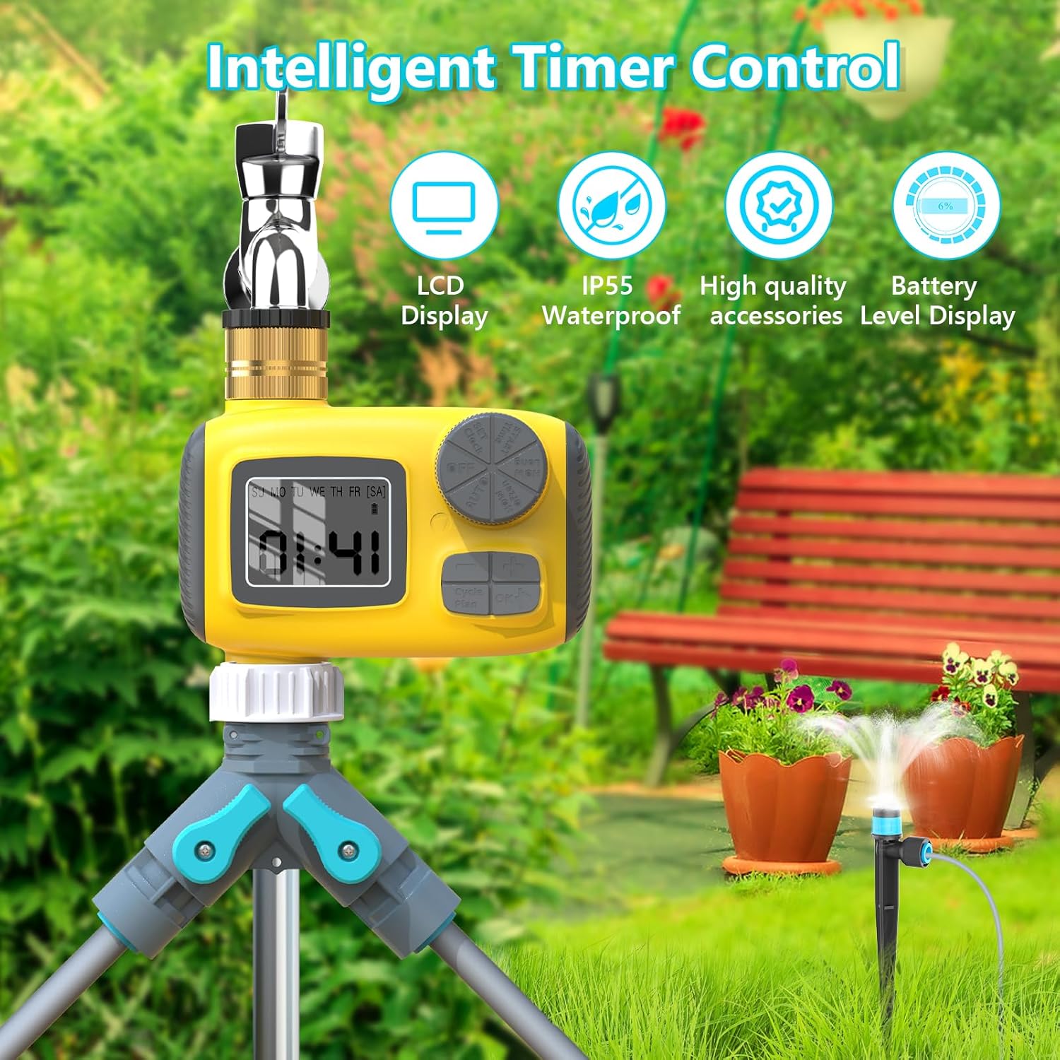 Thumbnail 1 de TRJZWA sistema di irrigazione a goccia computerizzato con timer digitale e display LCD (IP55)