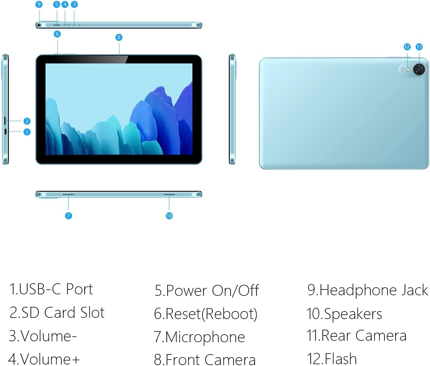 Thumbnail 5 de ECOPAD 10.1-inch Android 15 Tablet (12GB RAM / 64GB ROM, 1TB SD expansion, 6000mAh, Blue)