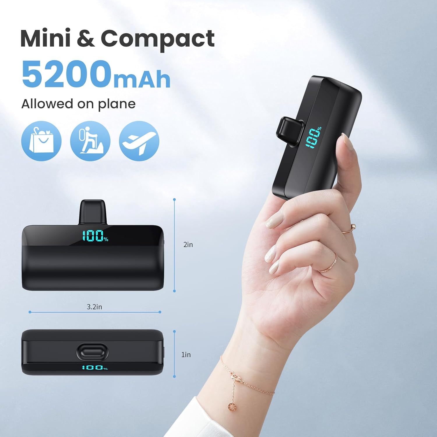 Thumbnail 3 de Feob Mini Power Bank 5200mAh: carica USB-C compatibile con iPhone 17/16 e altri dispositivi in un formato ultra-compatto