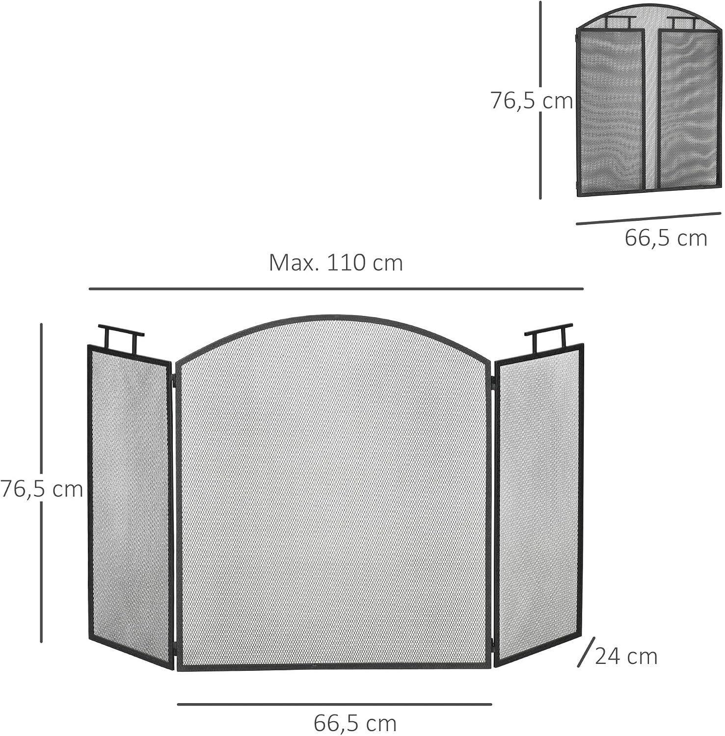 Thumbnail 6 de HOMCOM 820-243 haardscherm van gepoedercoat metaal met 3 vouwpanelen