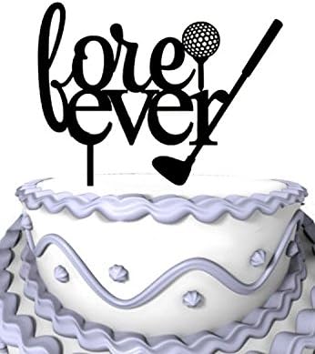 Detalle de Meijiafei M-T-00224-1 Acrylic Golf Cake Topper, Black Cursive Forever Design