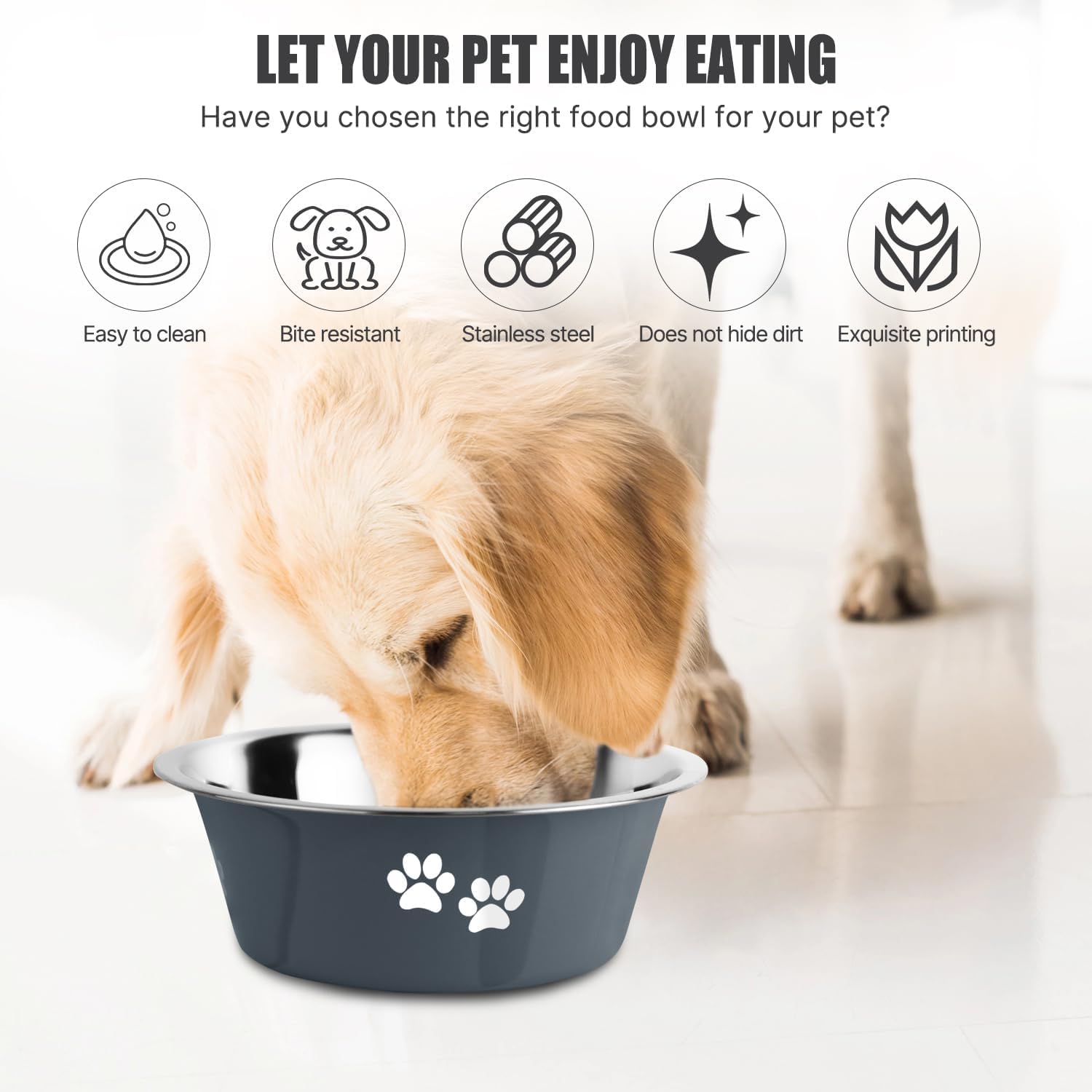Detalle de SUOXU Stainless Steel Dog Bowls with Non-Slip Rubber Bottom