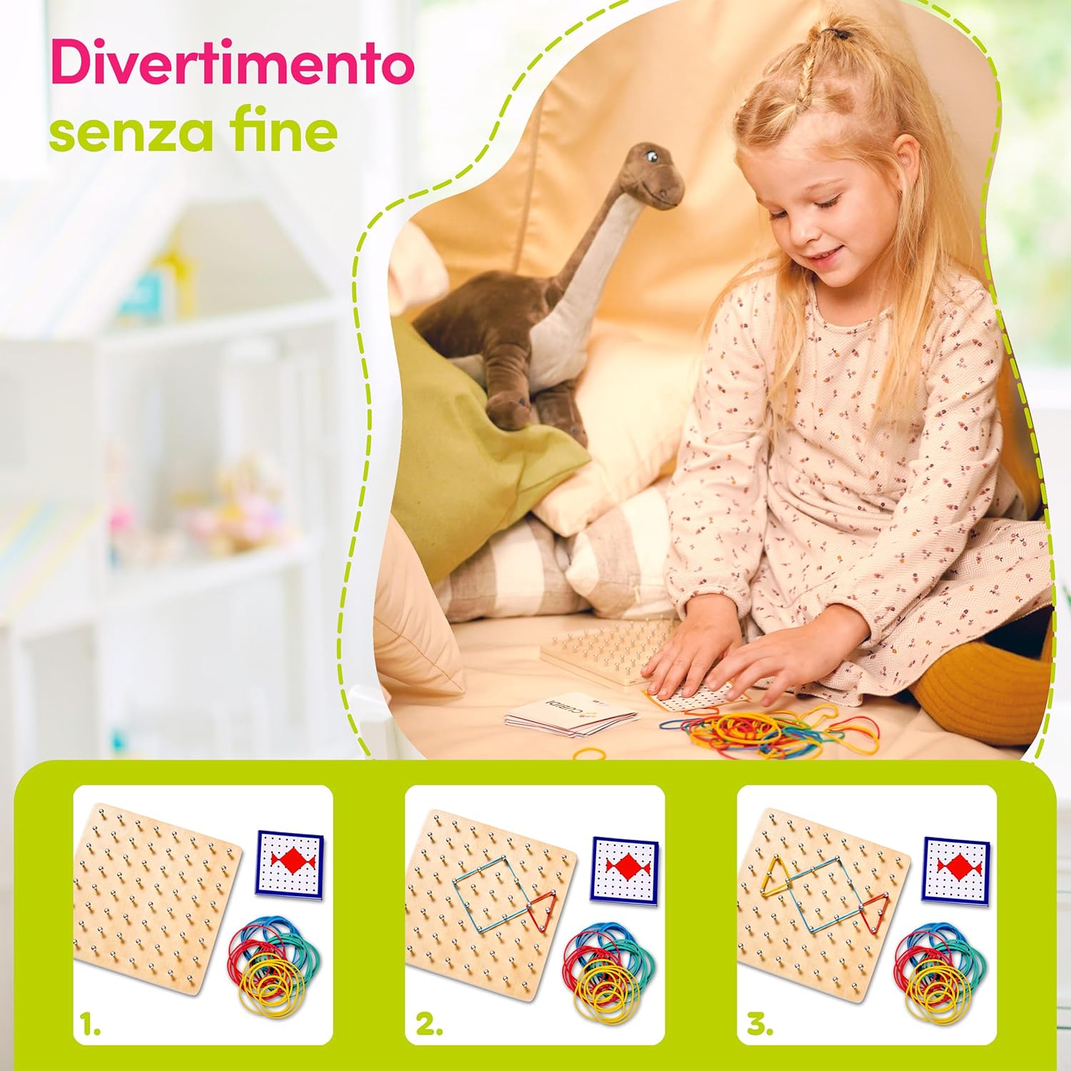 Detalle 2 de CUBIDI Geoboard in legno per bambini 34 modelli