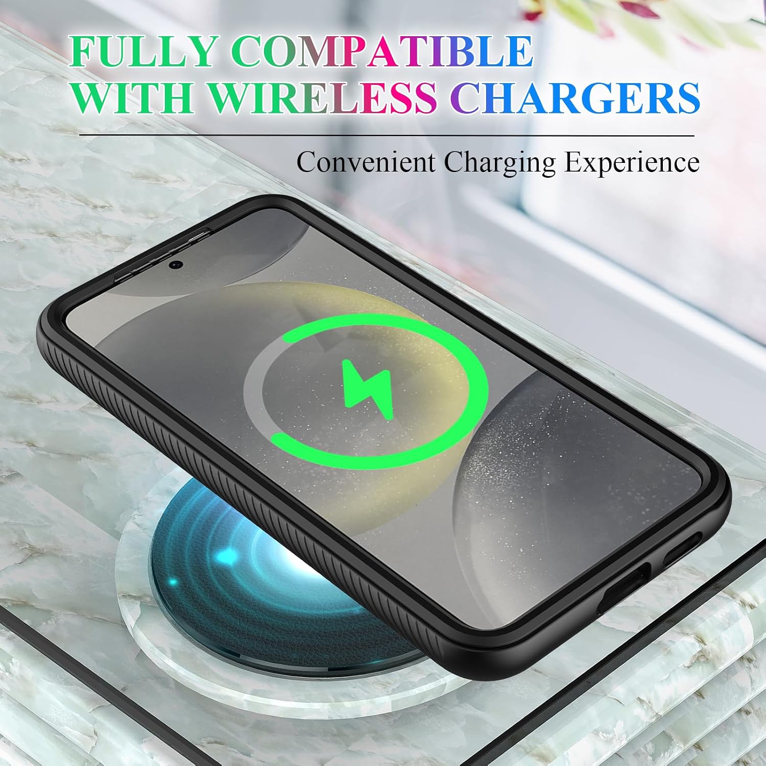 Detalle 2 de wahhle Galaxy S24+ Plus Case with Built-in Screen Protector, 360° Shockproof, Slim Magnetic Wireless Charging