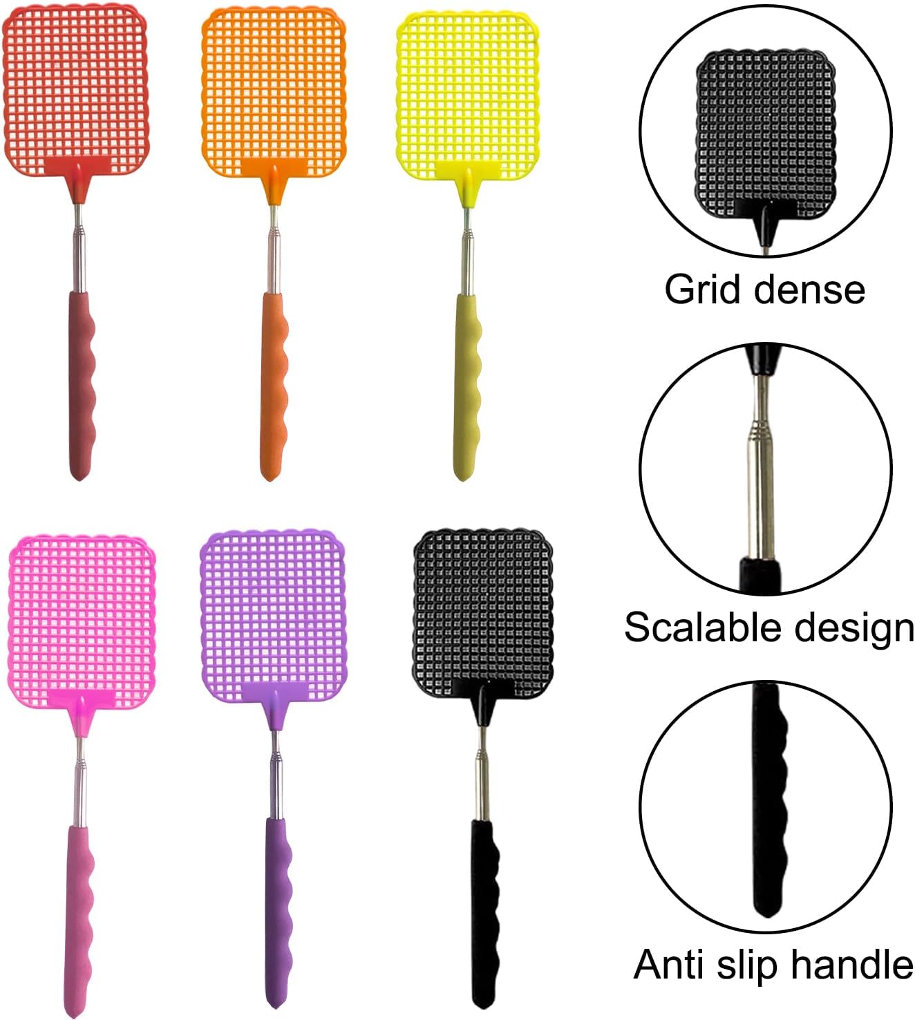 Detalle de Scacciamosche Estensibile a 6 pezzi: set colorato, manico retrattile e design ergonomico