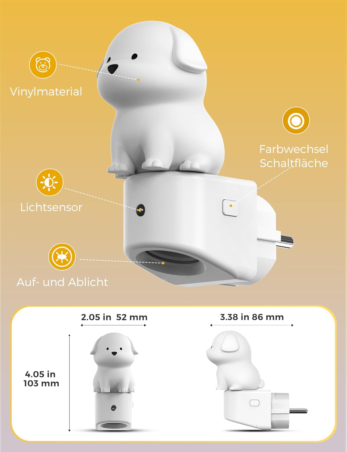 Thumbnail 6 de LOHAS-LED Nachtlicht Steckdose: 3D Welpen-Nachtlicht mit Dämmerungssensor