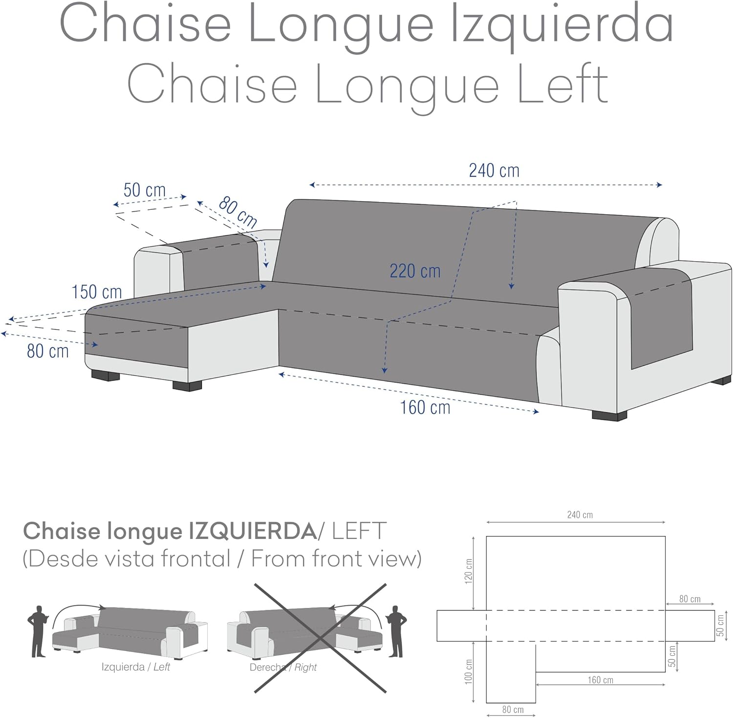 Detalle 2 de Eysa Valkiria Chaise Longue 240 cm Izquierda