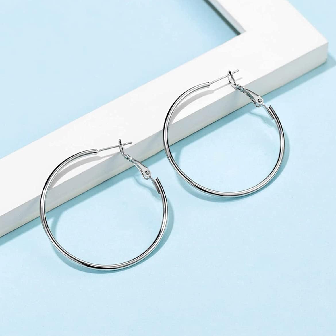 Thumbnail 2 de Hasnsofie 925 Sterling Silber Creolen für Damen – hypoallergenes Huggie-Set (40 mm, teils auch 30/50 mm)