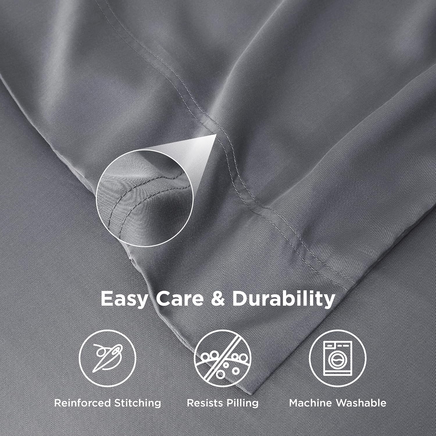 Detalle de Bedsure King Pillowcase Set of 2, Bamboo-Derived Rayon, Envelope Closure