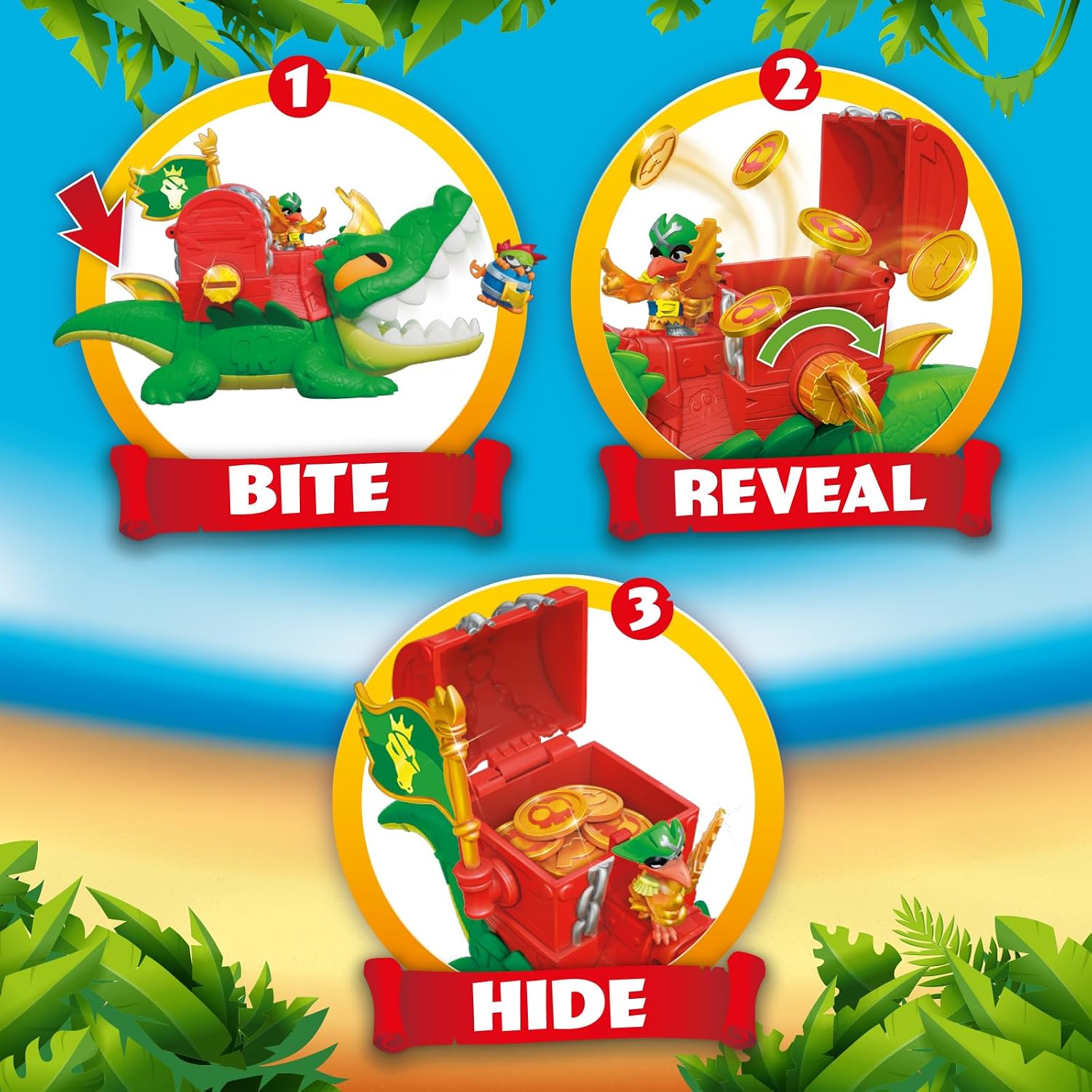 Detalle de PIRATIX King Croc – Articulated crocodile with treasure chest and exclusive Piratix
