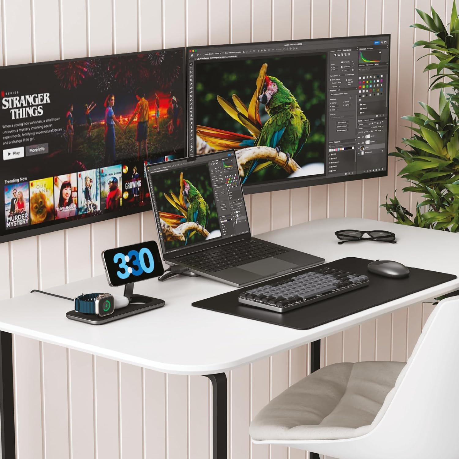 Thumbnail 1 de Satechi Station de Charge 3 en 1 Qi2 (15W + 5W) pour iPhone MagSafe, Apple Watch & AirPods