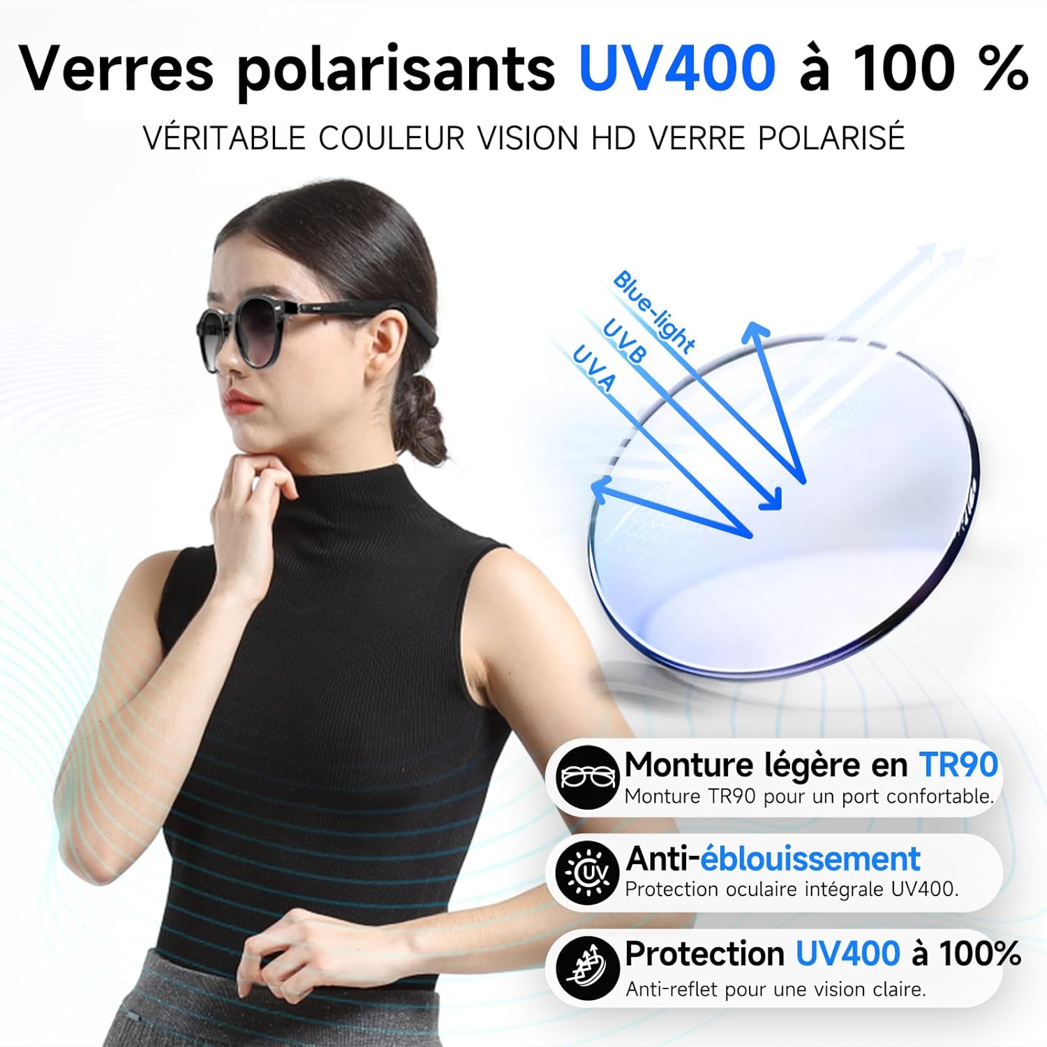 Thumbnail 5 de GetD Lunettes AI Intelligentes: lunettes 3 en 1 avec audio Bluetooth et Assistant AI