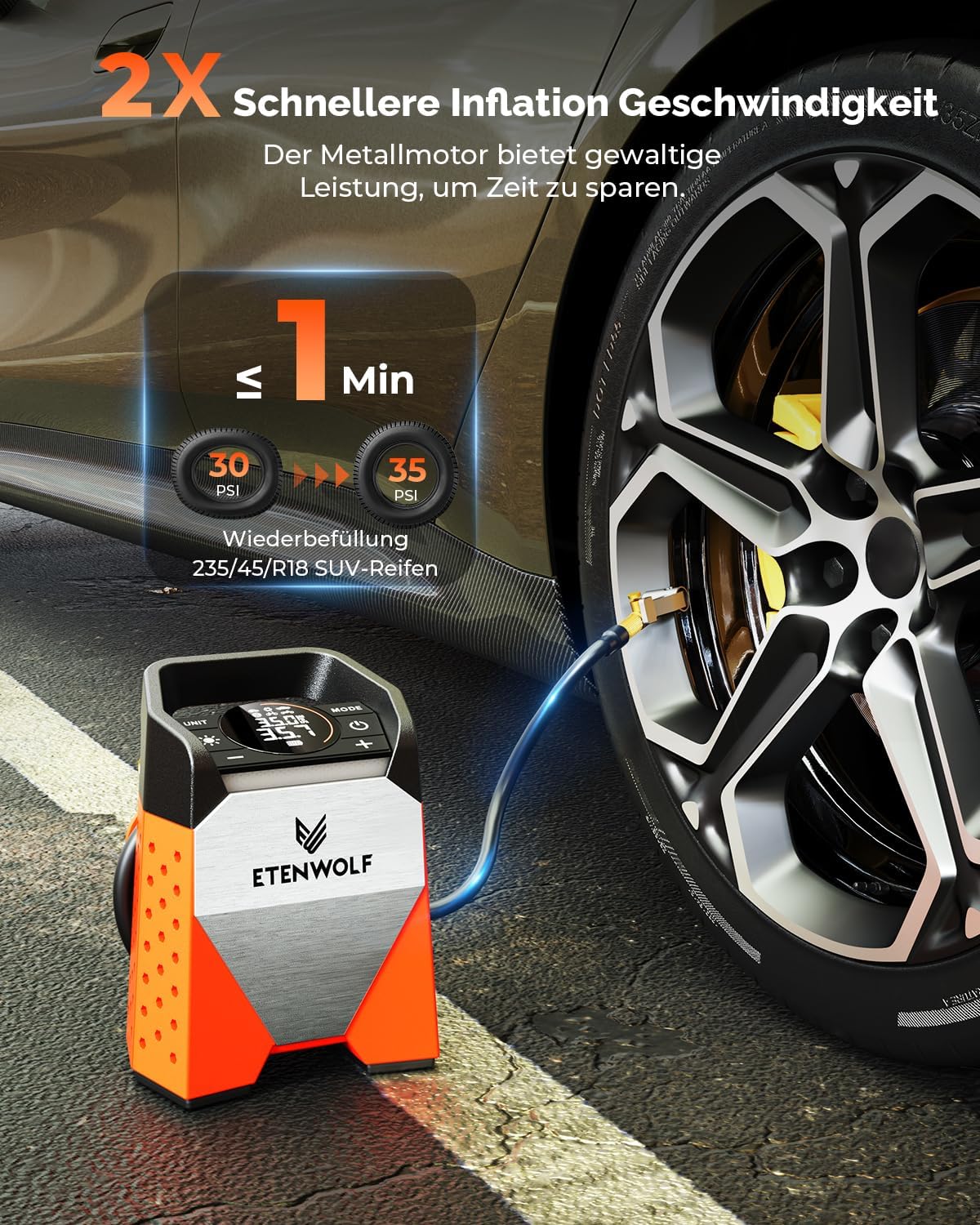 Detalle 2 de ETENWOLF ZEPHYR S3 7800 mAh Luftkompressor