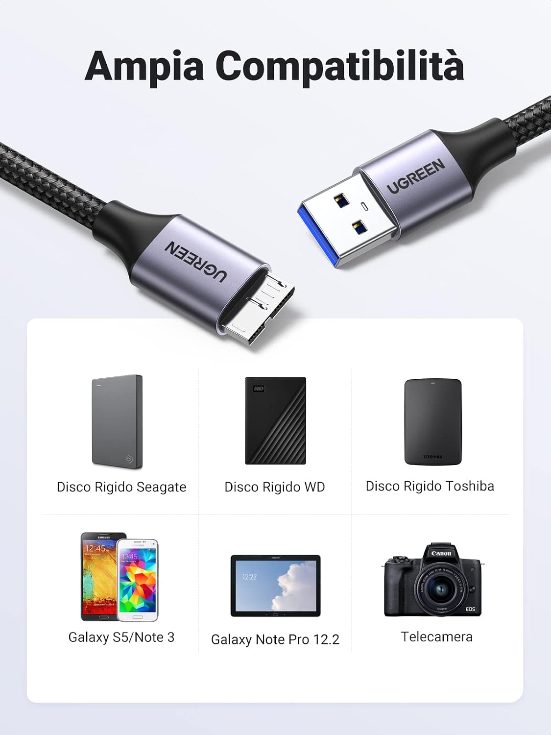Detalle de UGREEN Cavo USB 3.0 Micro B 1M