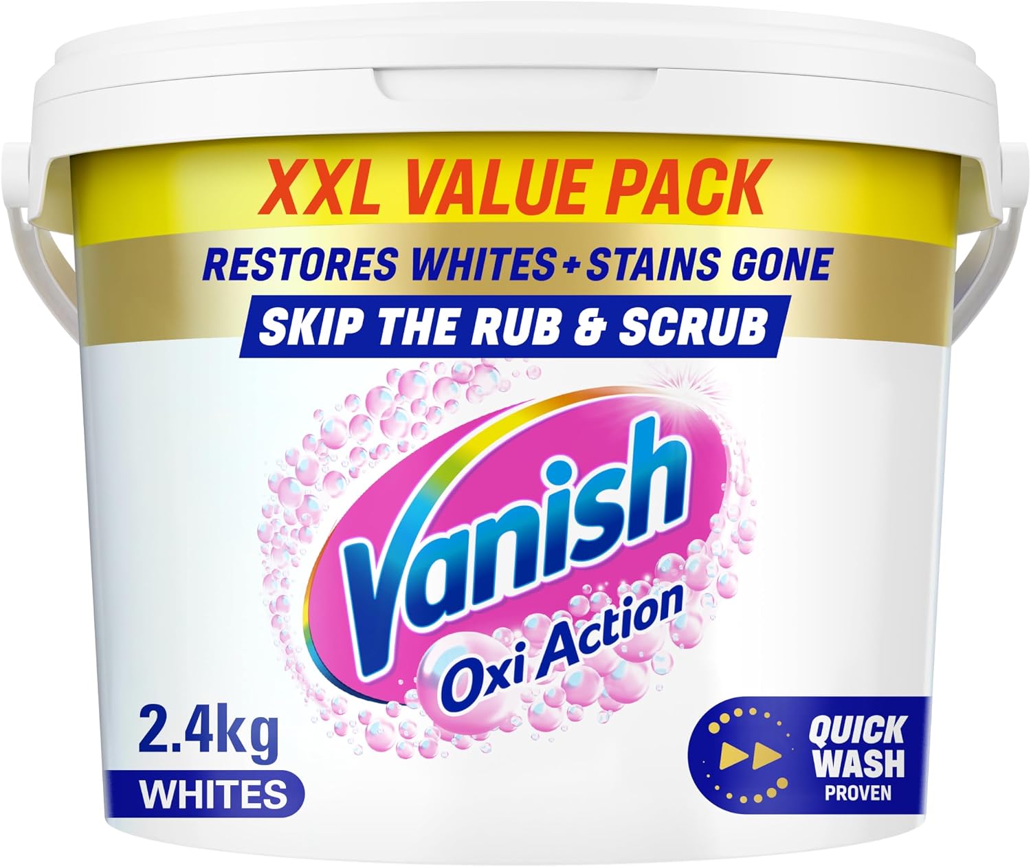 Detalle de Vanish Gold Crystal White Stain Remover Powder, 2.4kg — Oxi Action for Quick Wash