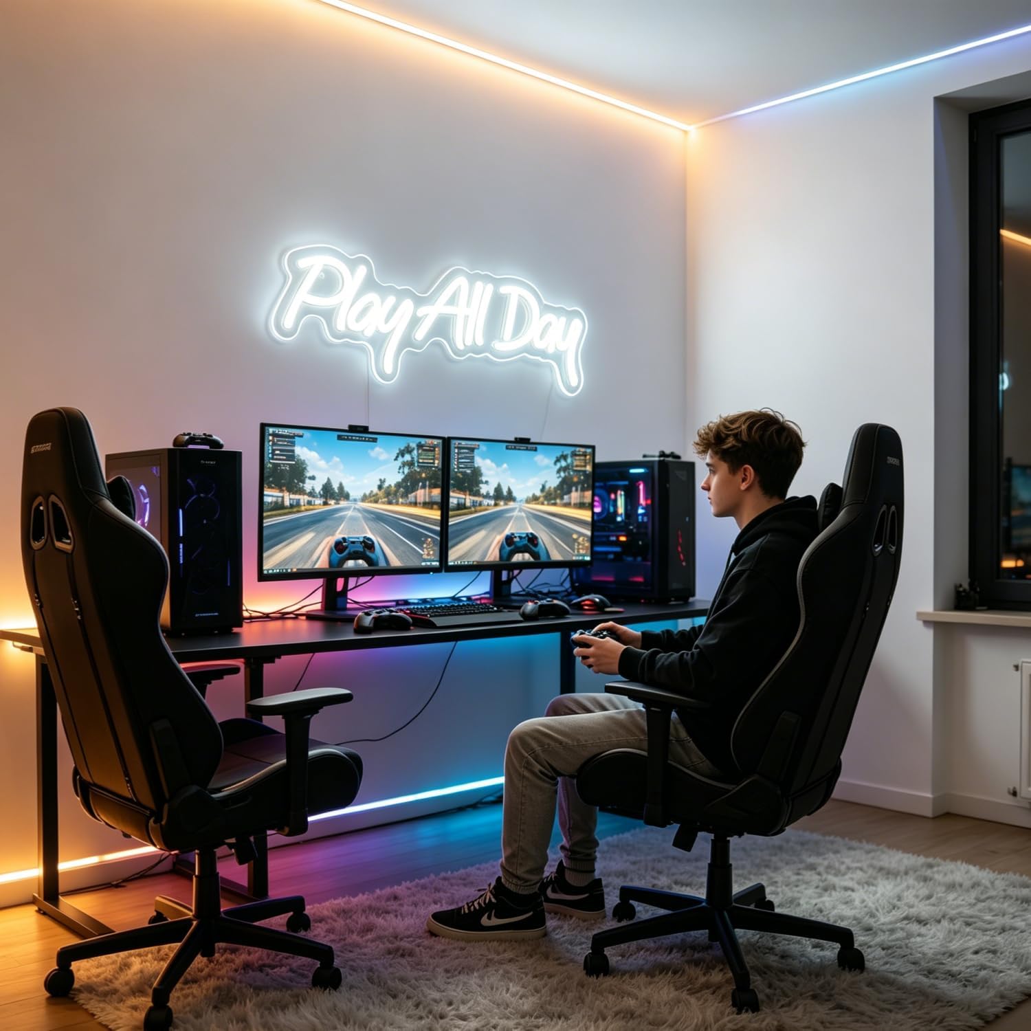 Thumbnail 6 de Play All Day Neon Schild – LED Weiß Neon Sign für Wanddekoration