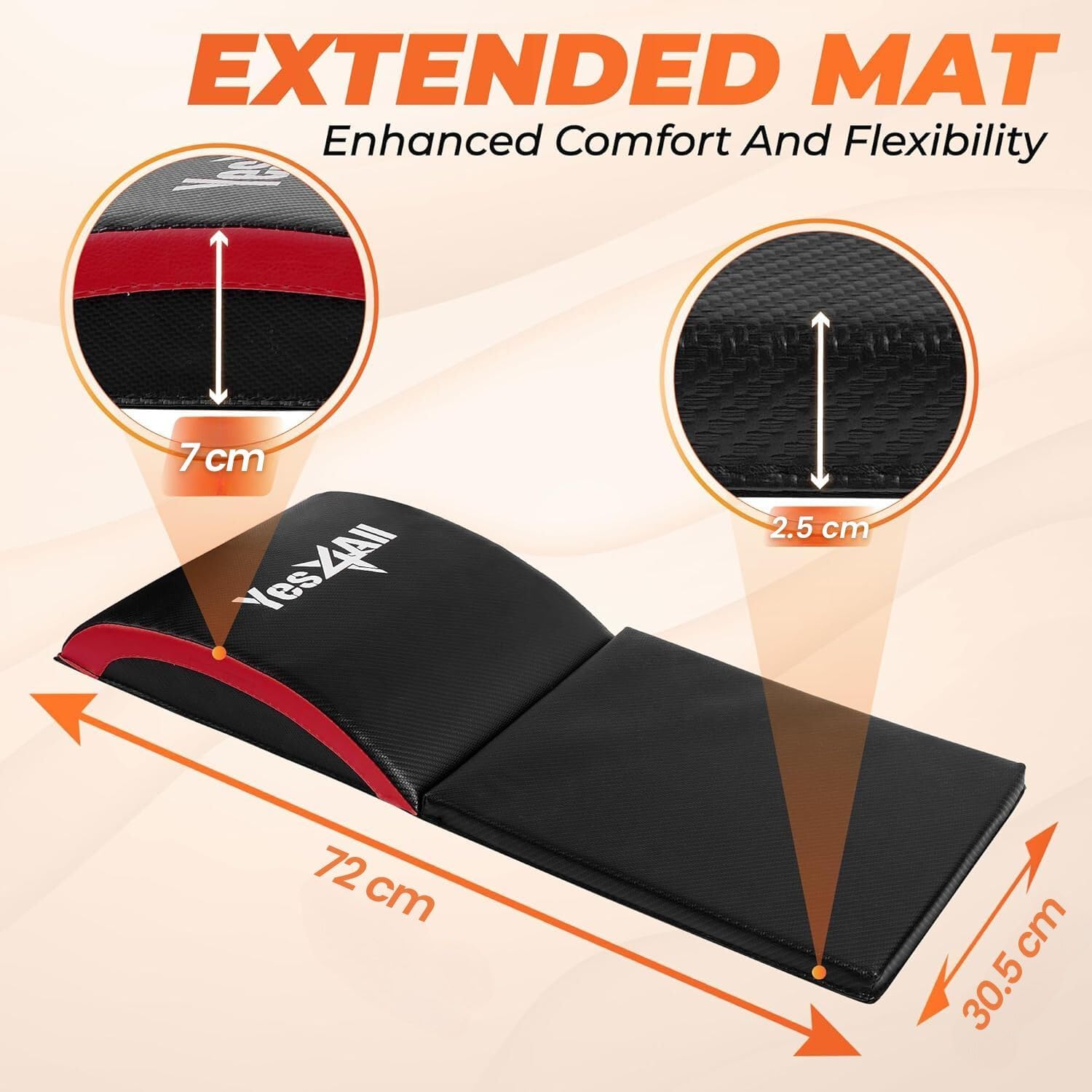 Detalle de Yes4All Ab Exercise Mat & Wedge: Sit Up Pad for Full Core Isolation