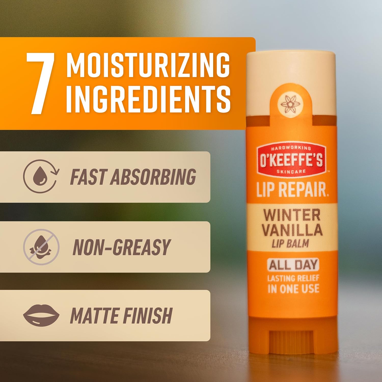 Detalle de O'Keeffe's Lip Repair Vanilla Lip Balm Twin Pack for Dry, Cracked Lips