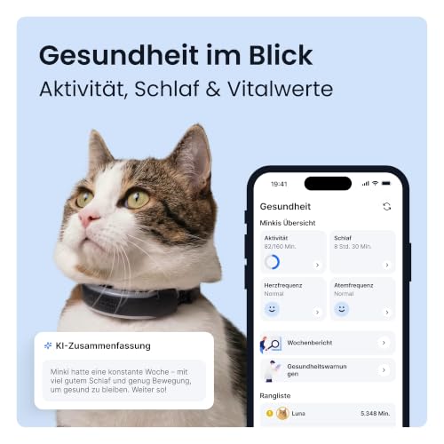 Detalle de Tractive Smarter Katzen GPS Tracker Mini Modell 2026 – Live-Ortung, Gesundheitsdaten und integriertes Halsband